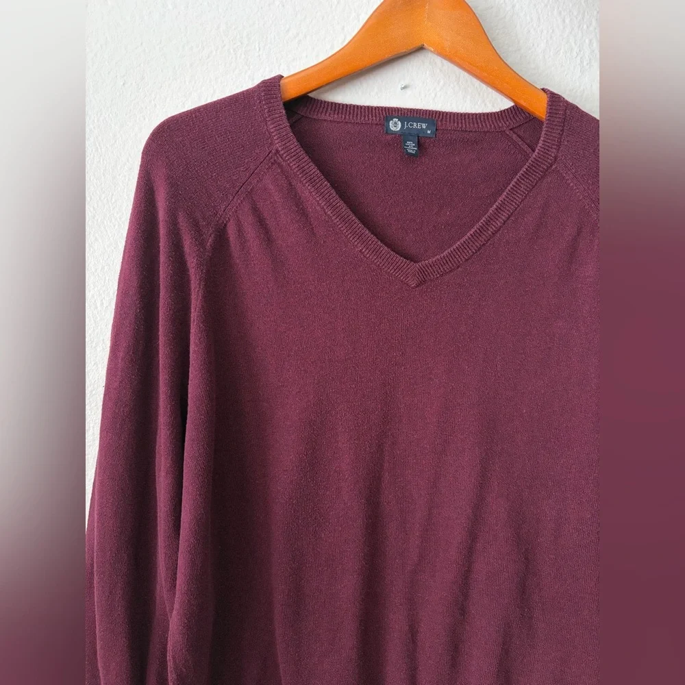 J. Crew Cashmere Cotton Blend V-Neck Sweater in Maroon Men’s Medium
